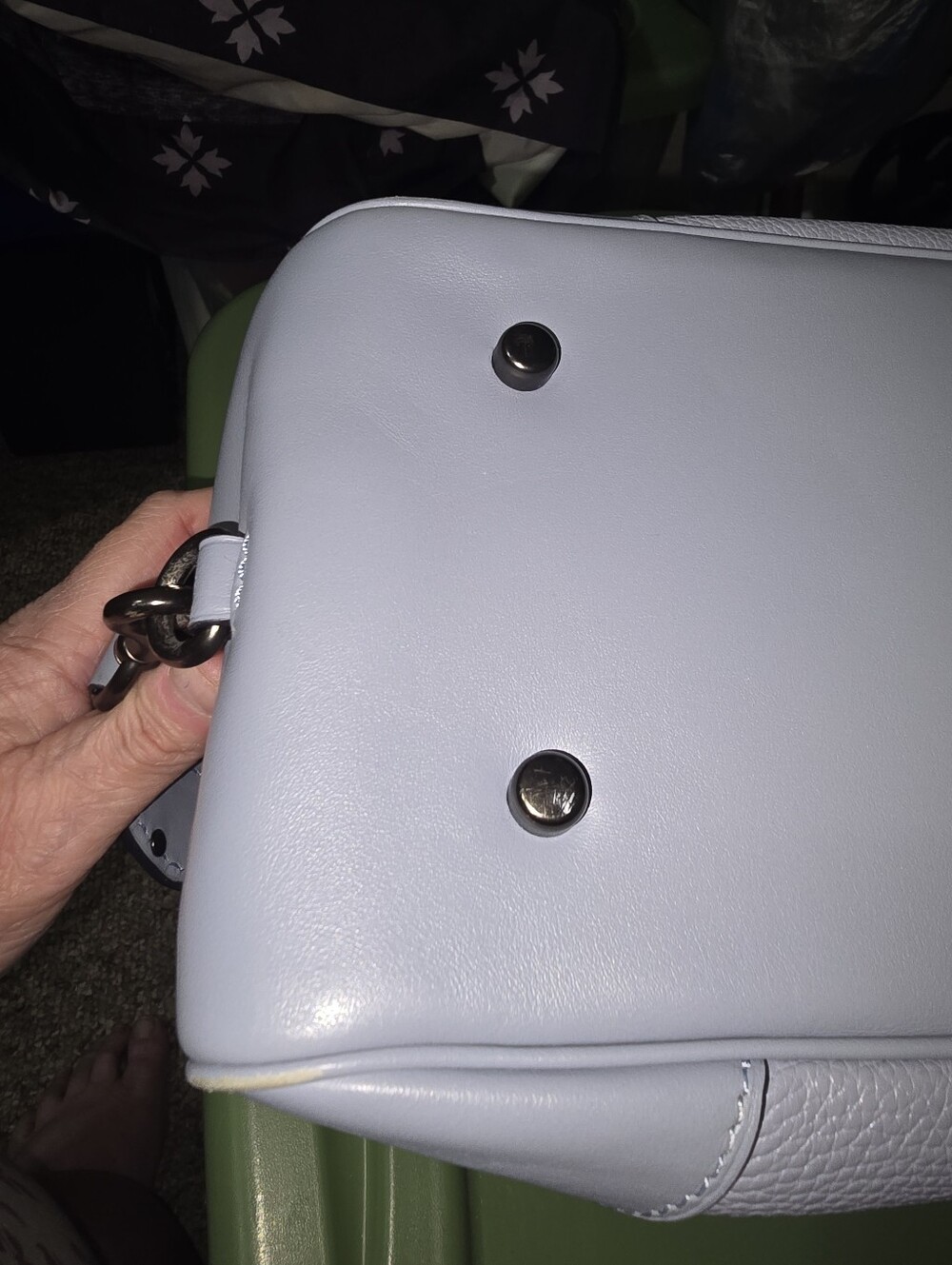 Coach Lane Pebbled Leather Satchel in Light Blue With Crossbody Strap - Picture 5 of 14